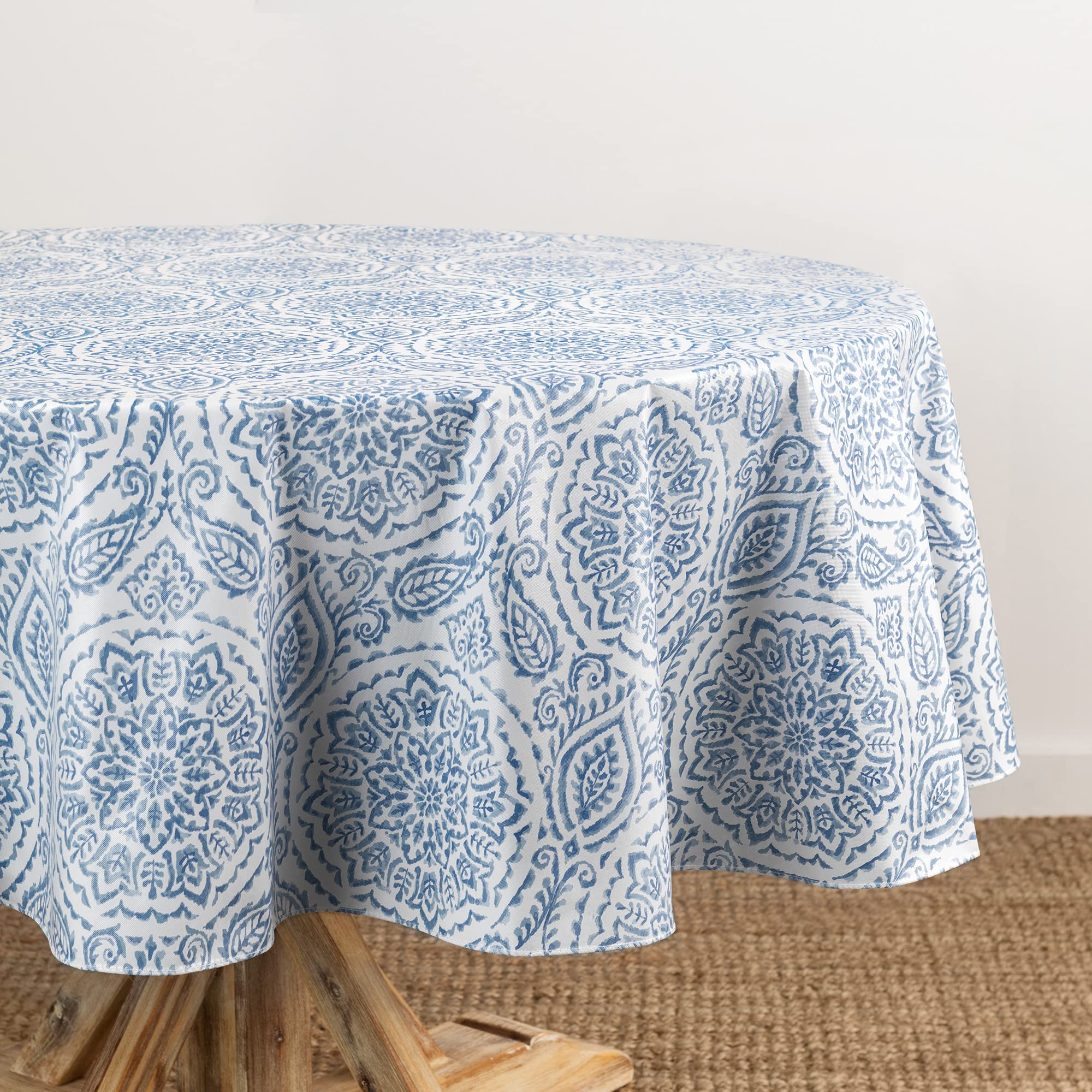 Blue Mediterranean Floral Tablecloth